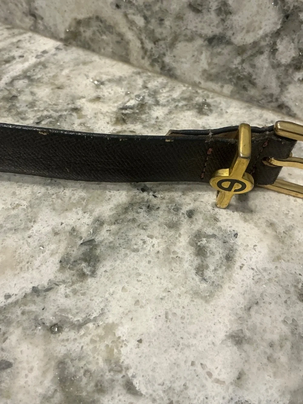 Vintage Christian Dior CD Aniline leather grey belt Small